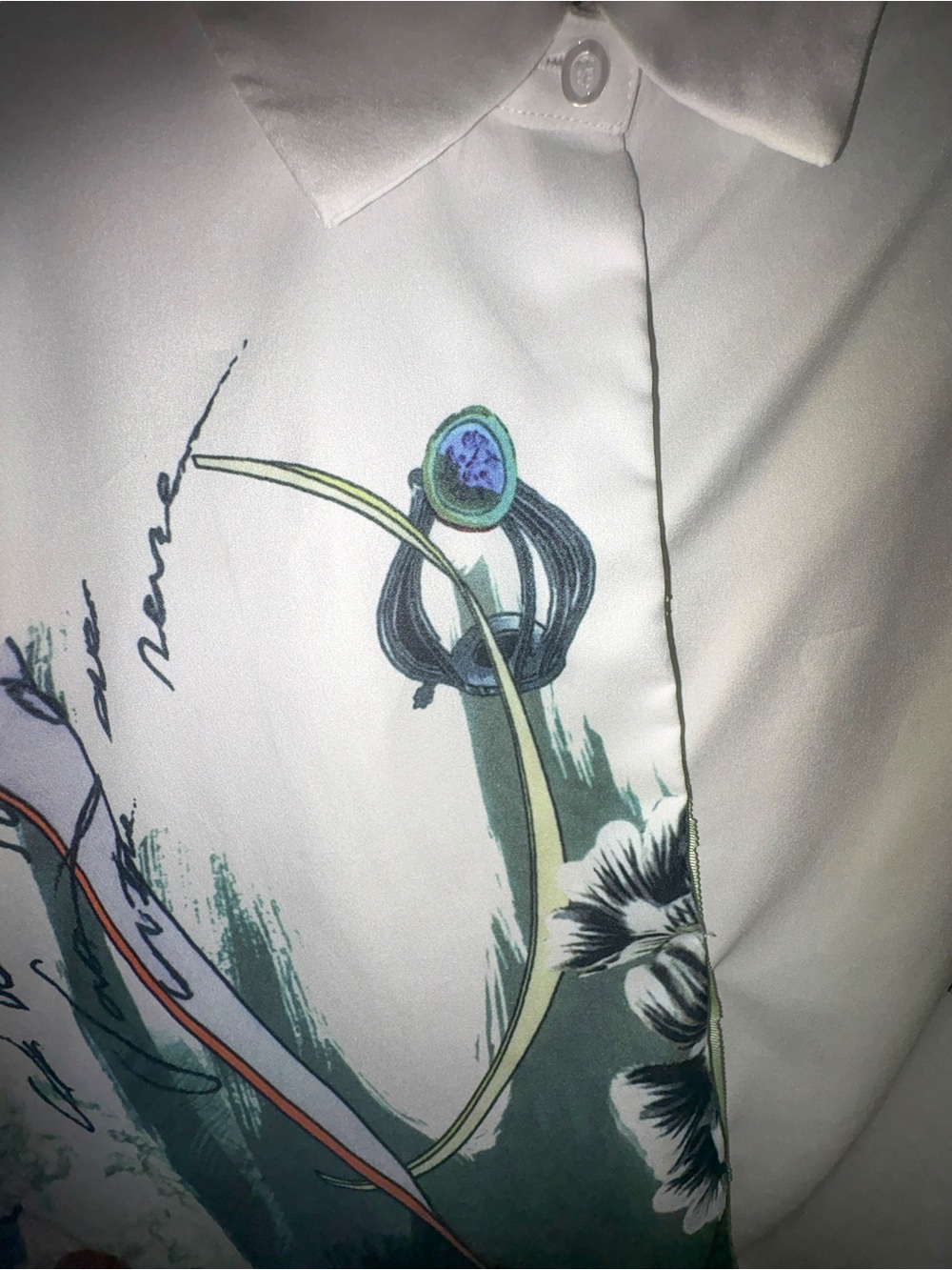 Gracia Asymmetrical Art Print Button-Up Blouse Size M - Picture 4 of 15